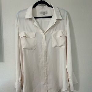 LOFT White Collared Blouse